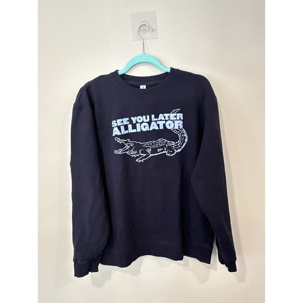 Graphic Tee See you Alligato Men’s Long Sleeve Blue Size Large 2152
